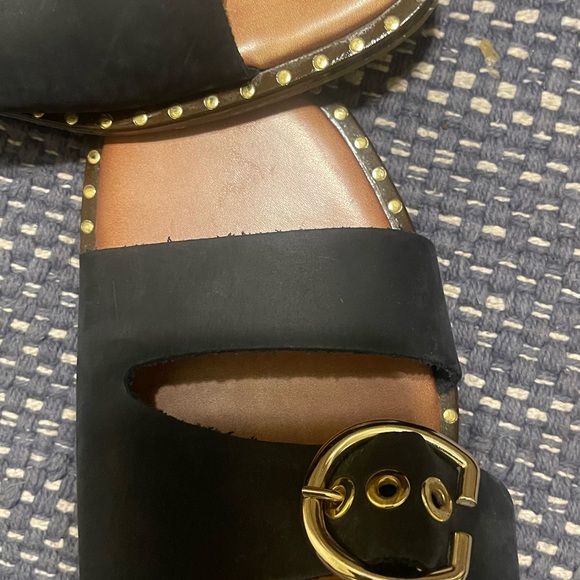 Coach and Four Black Sandals with Gold Studs - Picture 1 of 9